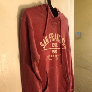 San Francisco City by the Bay Soft Hoodie Pullover Sweatshirt Distressed Red